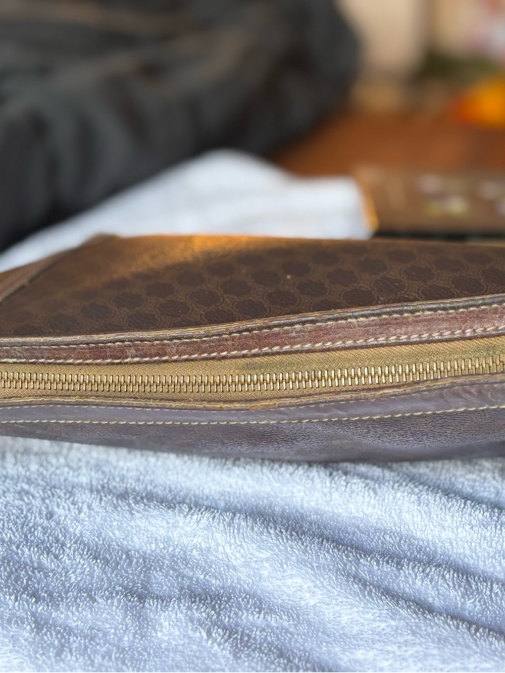 Celine Brown Monogram Coated Canvas Travel Pouch - Picture 5 of 9